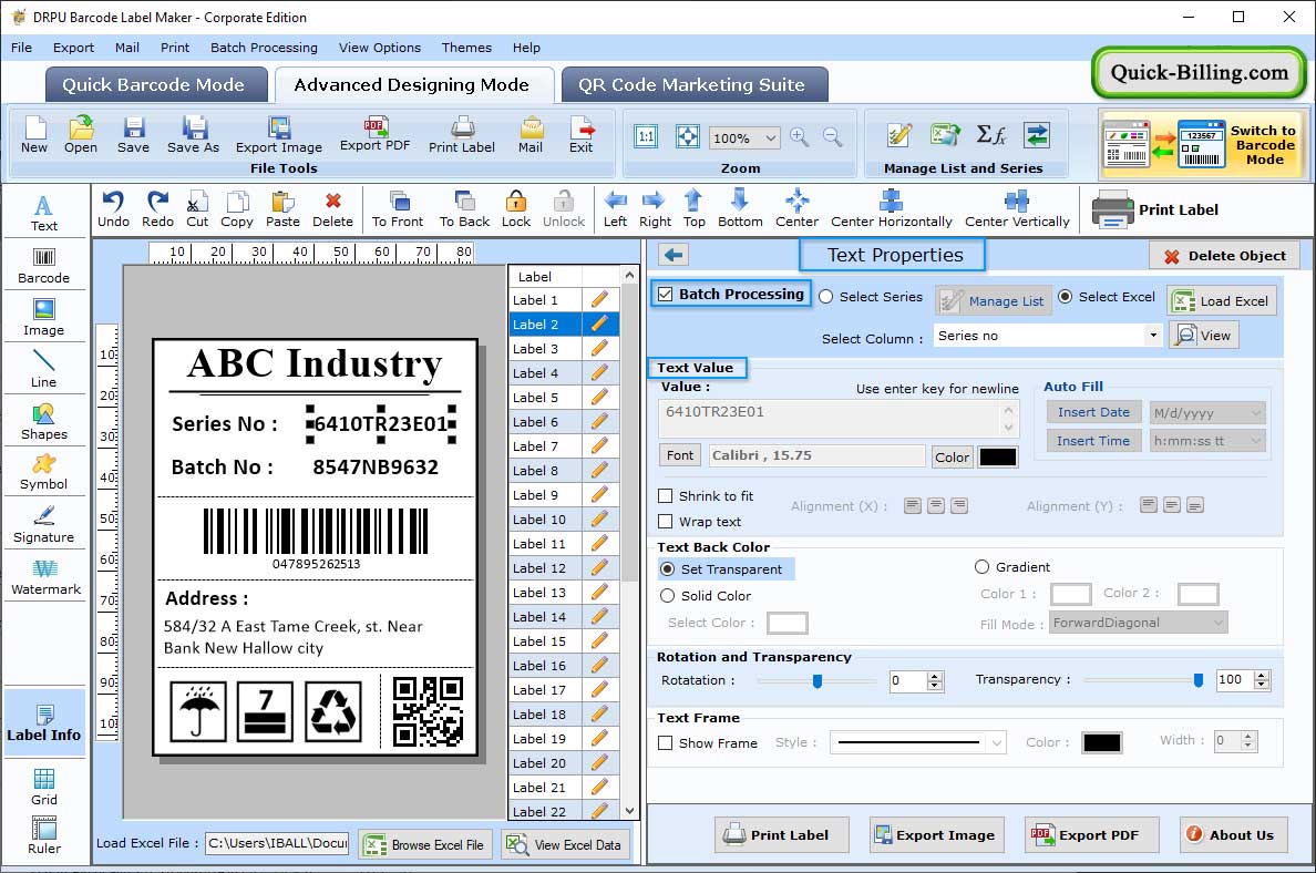 Corporate Barcode Label Maker