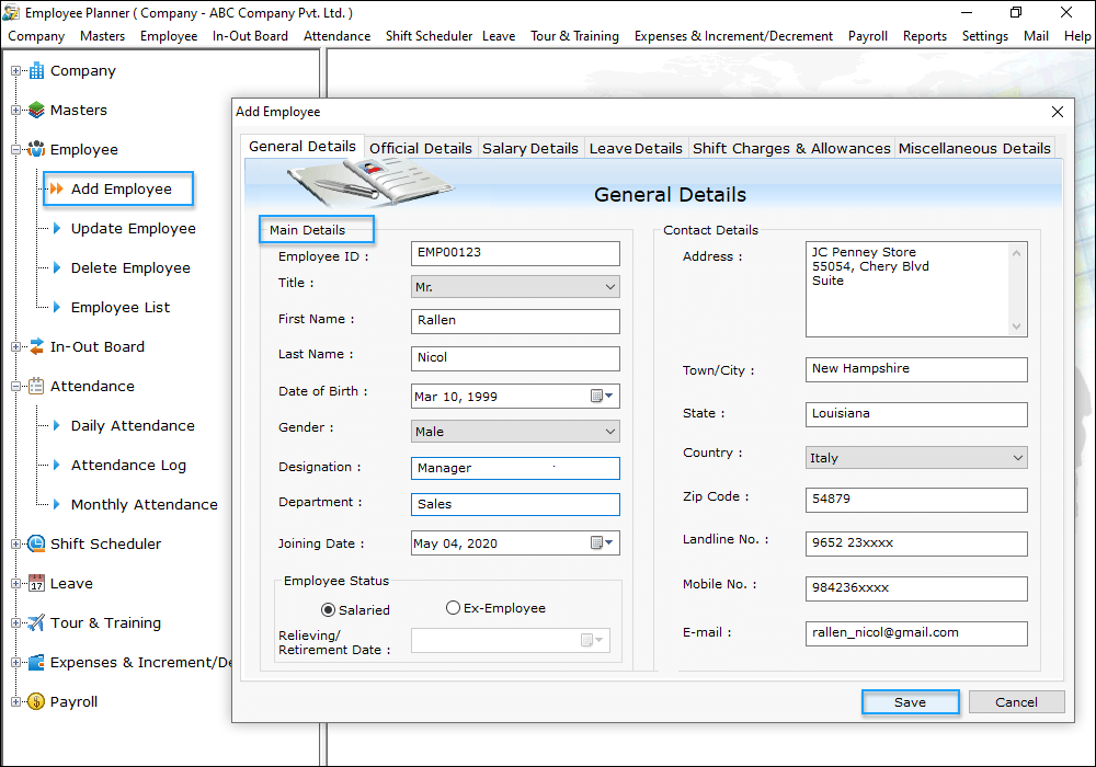 Employee Planner Software