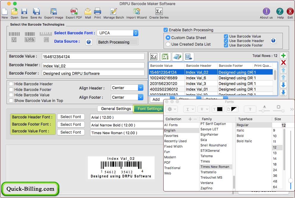 Font Settings
