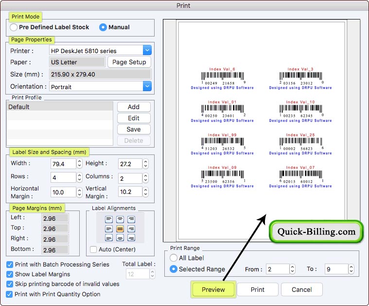 Print barcode labels